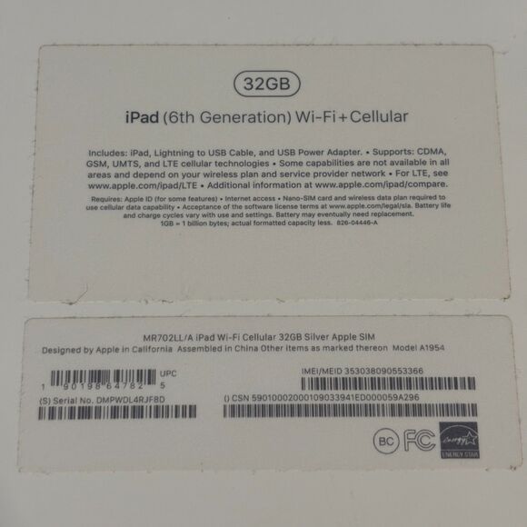 Unlocked Apple iPad 6th Gen 32GB A1954 Silver MR702LL/A Cellular WiFi 9.7" - Picture 7 of 8